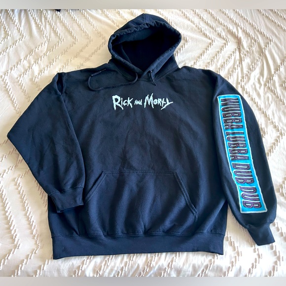 Rick and Morty Adult Swim Pop Culture Trippy Graphic Hoodie Sweatshirt EUC Sz L - Picture 3 of 6